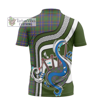 Strange of Balkaskie Tartan Zipper Polo Shirt with Epic Bagpipe Style