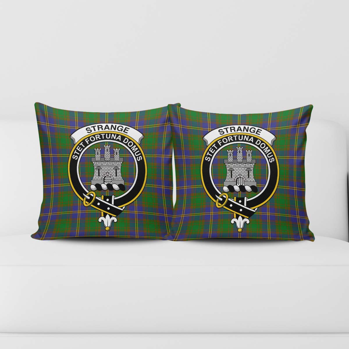 Strange of Balkaskie Tartan Pillow Cover with Family Crest - Tartanvibesclothing