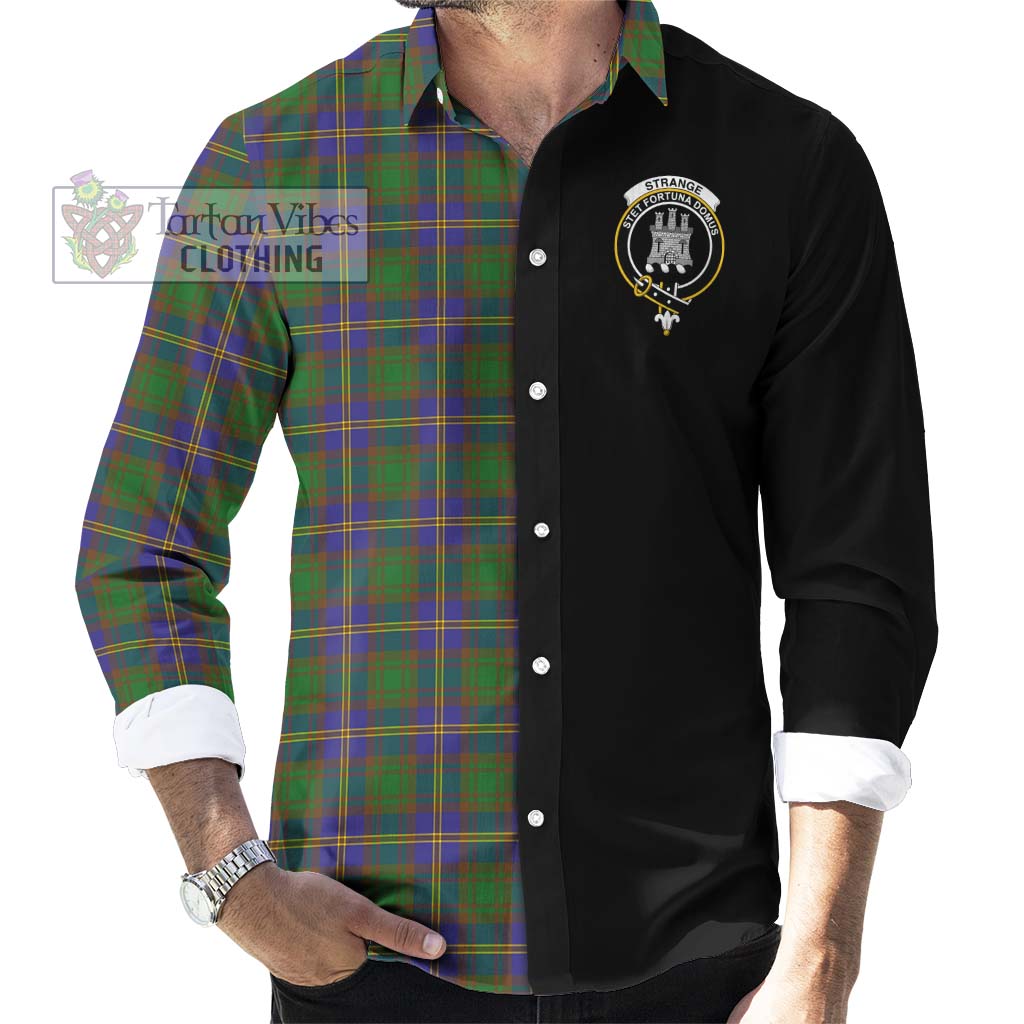 Tartan Vibes Clothing Strange of Balkaskie Tartan Long Sleeve Button Shirt with Family Crest and Half Of Me Style