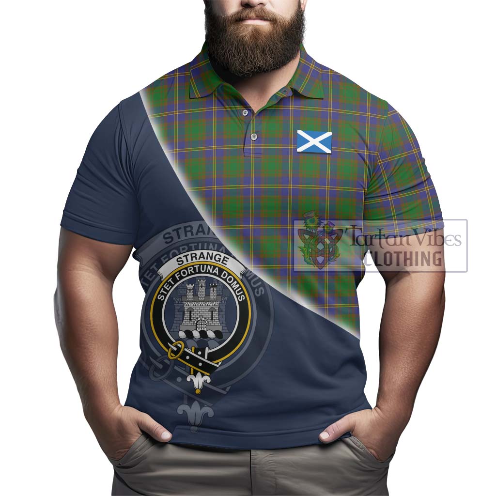 Tartan Vibes Clothing Strange of Balkaskie Tartan Polo Shirt with Personalised National Flag and Family Crest Half Style