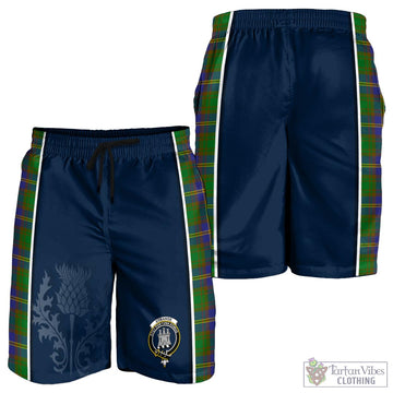 Strange of Balkaskie Tartan Men's Shorts with Family Crest and Scottish Thistle Vibes Sport Style