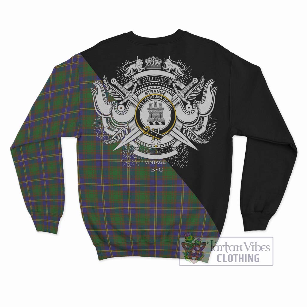 Tartan Vibes Clothing Strange of Balkaskie Tartan Sweatshirt with Family Crest and Military Logo Style