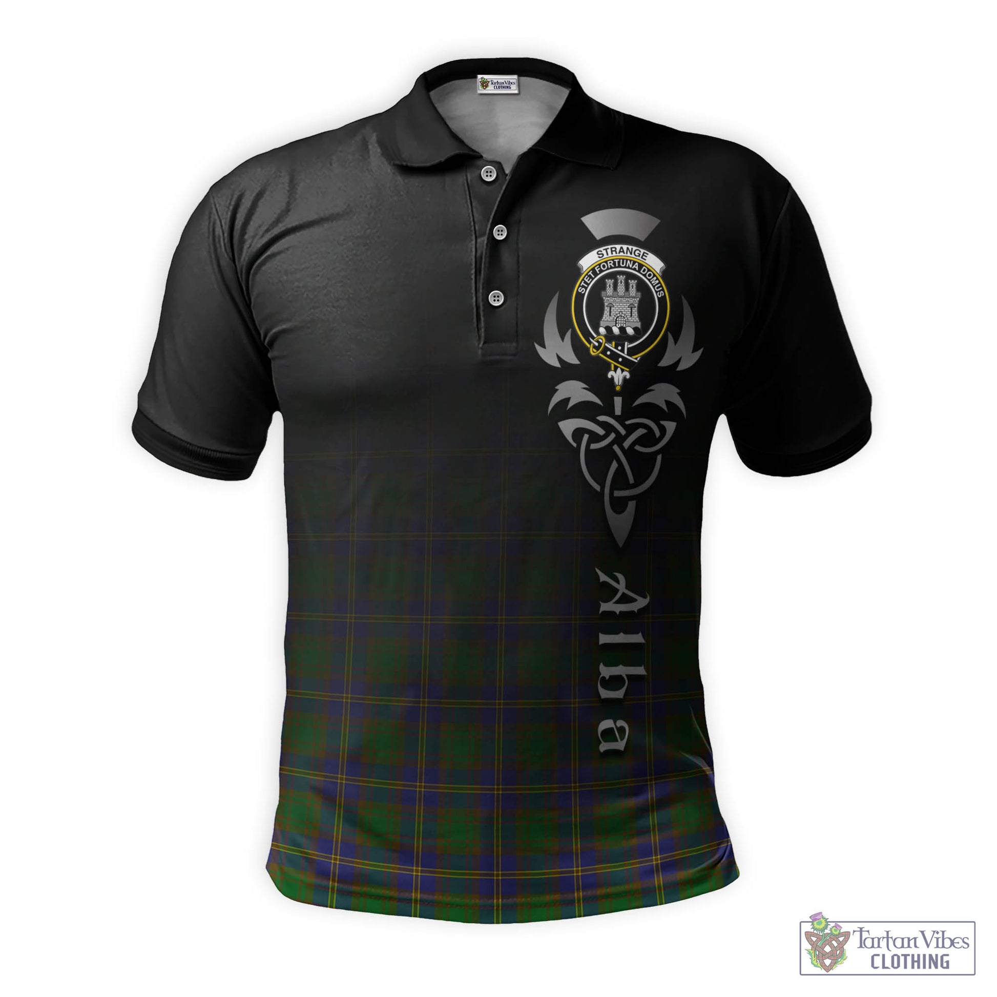 Tartan Vibes Clothing Strange of Balkaskie Tartan Polo Shirt Featuring Alba Gu Brath Family Crest Celtic Inspired