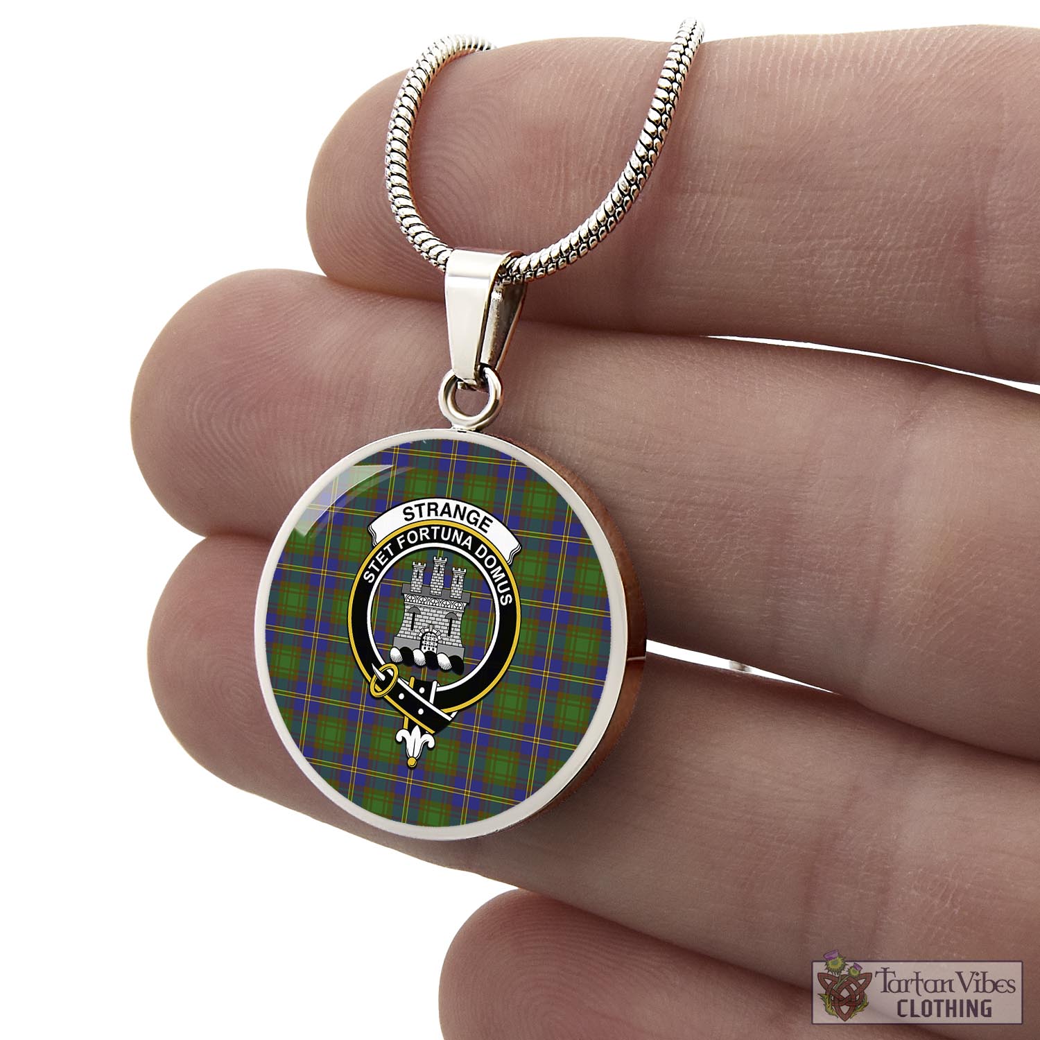 Tartan Vibes Clothing Strange of Balkaskie Tartan Circle Necklace with Family Crest