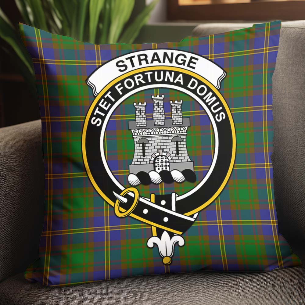 Strange of Balkaskie Tartan Pillow Cover with Family Crest - Tartanvibesclothing