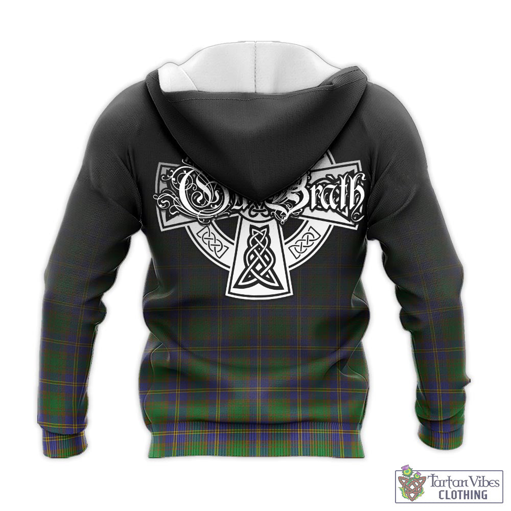 Tartan Vibes Clothing Strange of Balkaskie Tartan Knitted Hoodie Featuring Alba Gu Brath Family Crest Celtic Inspired