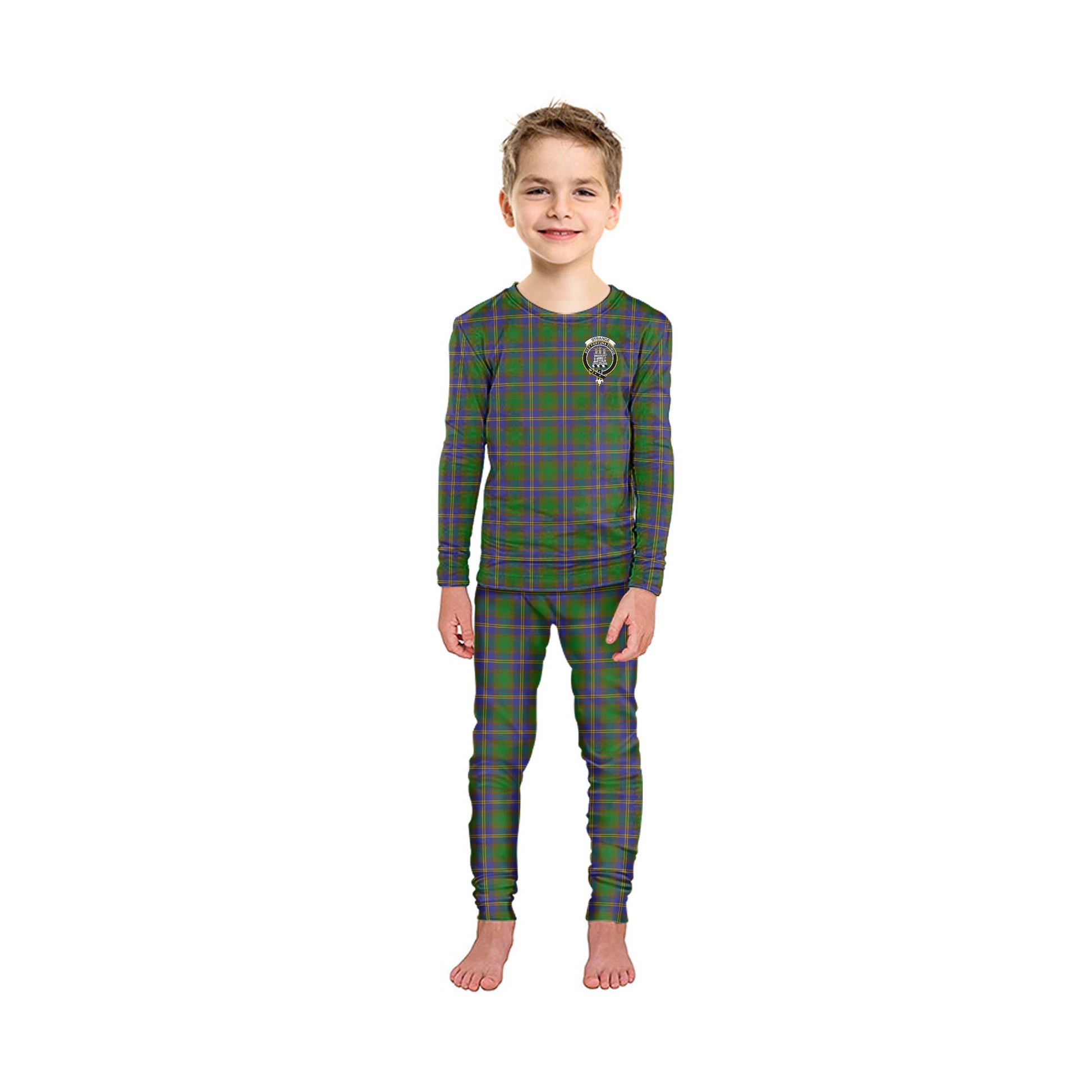 Strange of Balkaskie Tartan Pajamas Family Set with Family Crest - Tartanvibesclothing