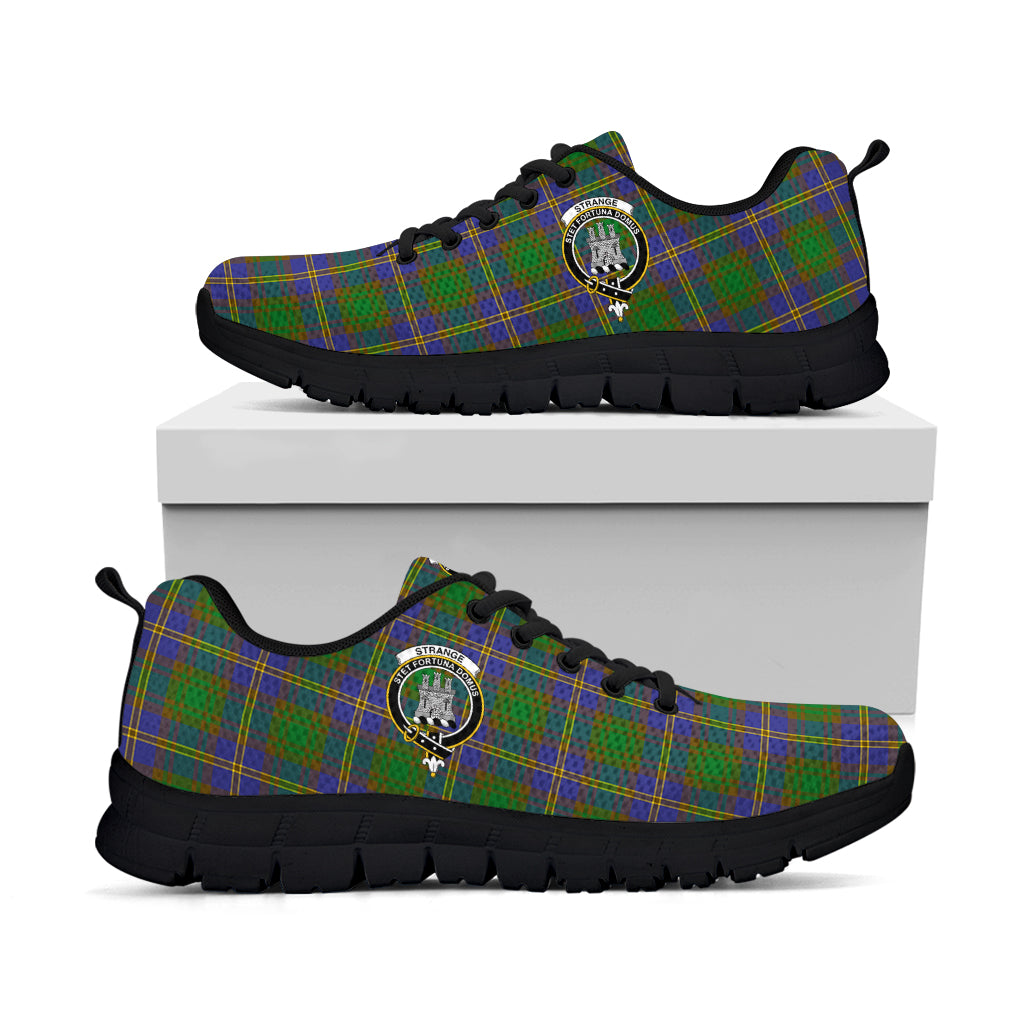 Strange of Balkaskie Tartan Sneakers with Family Crest - Tartan Vibes Clothing