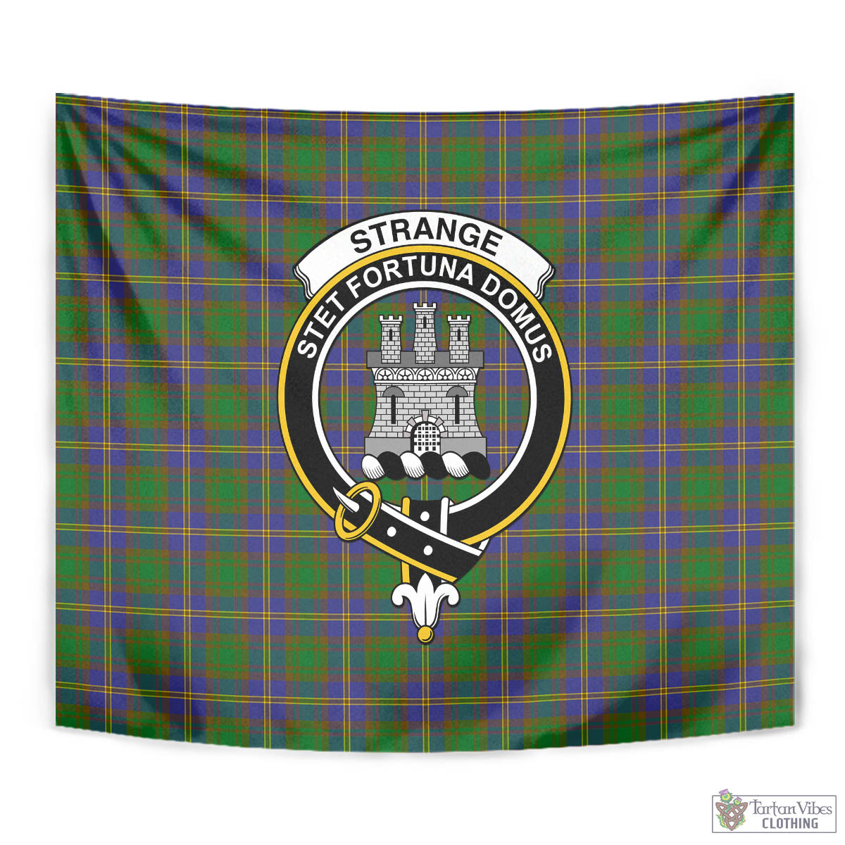 Tartan Vibes Clothing Strange of Balkaskie Tartan Tapestry Wall Hanging and Home Decor for Room with Family Crest