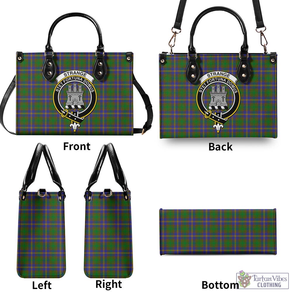 Tartan Vibes Clothing Strange of Balkaskie Tartan Luxury Leather Handbags with Family Crest