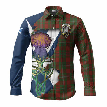 Strange (Strang) Tartan Family Crest Long Sleeve Button Shirt Scottish Thistle Celtic Inspired Men's Shirt S - Tartan Vibes Clothing