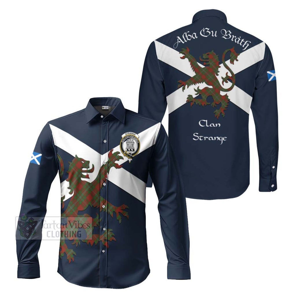 Tartan Vibes Clothing Strange (Strang) Tartan Lion Rampant Long Sleeve Button Shirt – Proudly Display Your Heritage with Alba Gu Brath and Clan Name