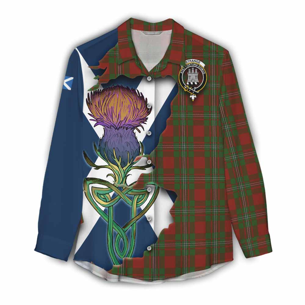 Strange (Strang) Tartan Family Crest Women's Casual Shirt Scottish Thistle Celtic Inspired Female - Tartan Vibes Clothing