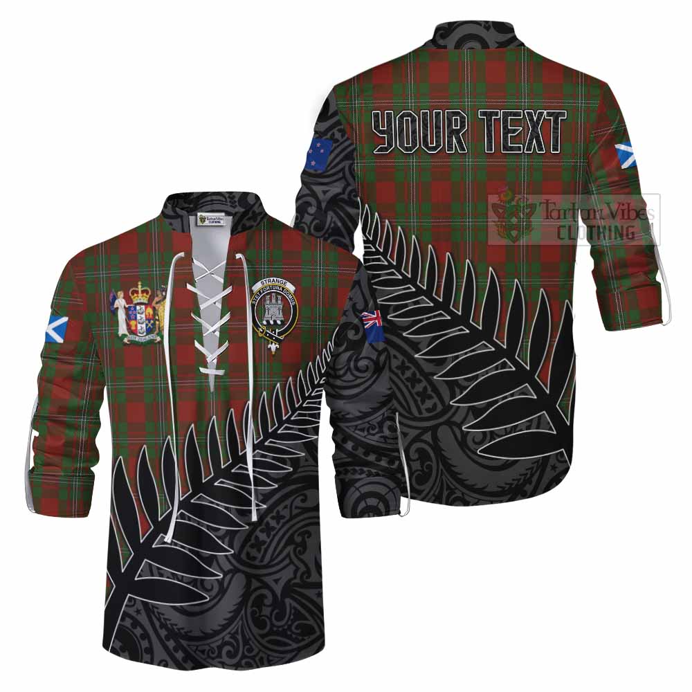 Tartan Vibes Clothing Strange (Strang) Crest Tartan Ghillie Kilt Shirt with New Zealand Silver Fern Half Style