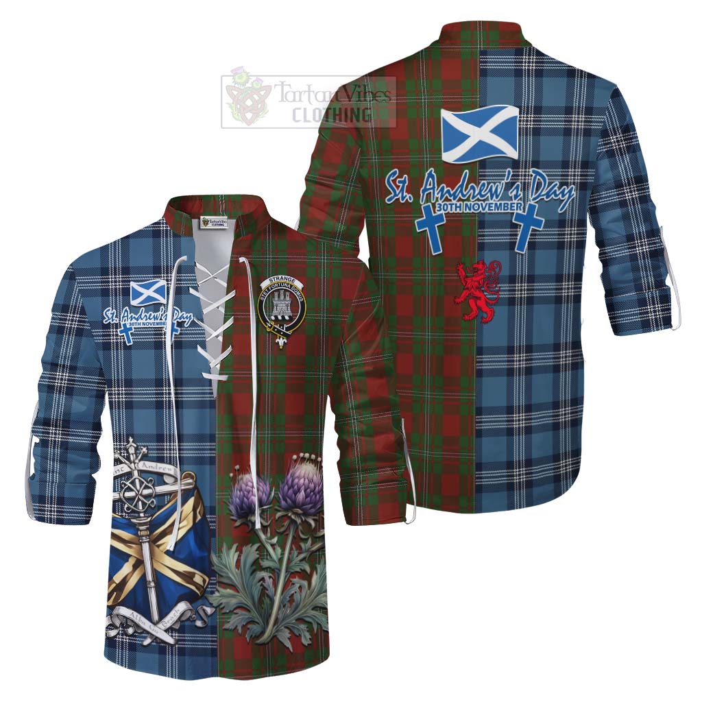 Tartan Vibes Clothing Strange (Strang) Tartan Ghillie Kilt Shirt Happy St. Andrew's Day Half Tartan Style