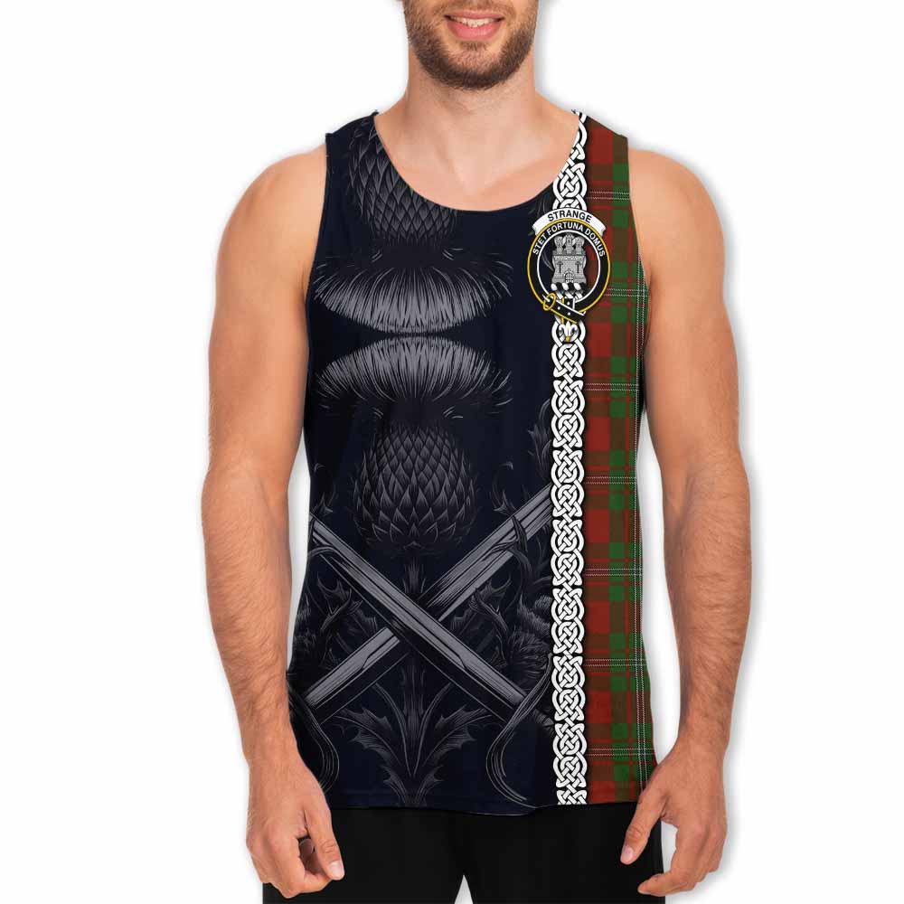 Strange (Strang) Tartan Men's Tank Top with Family Crest Cross Sword Thistle Celtic Vibes Men - Tartan Vibes Clothing