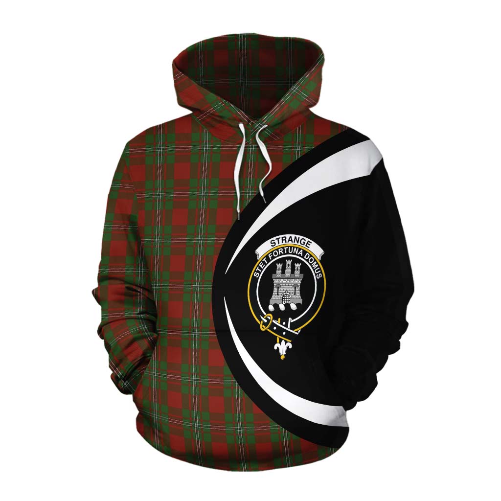 Tartan Vibes Clothing Strange (Strang) Tartan Cotton Hoodie with Family Crest Circle Style