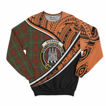 Strange (Strang) Crest Tartan Sweatshirt with Polynesian Vibes Style - Orange Version