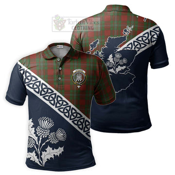 Strange (Strang) Tartan Polo Shirt Featuring Thistle and Scotland Map