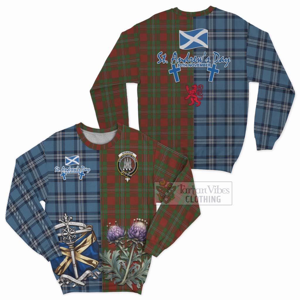 Tartan Vibes Clothing Strange (Strang) Tartan Sweatshirt Happy St. Andrew's Day Half Tartan Style