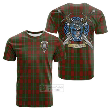 Strange (Strang) Tartan Cotton T-shirt with Family Crest Celtic Skull Style