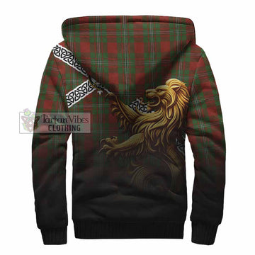 Strange (Strang) Crest Tartan Sherpa Hoodie with Golden Lion Emblem Celtic Style - Tartan Vibes Clothing