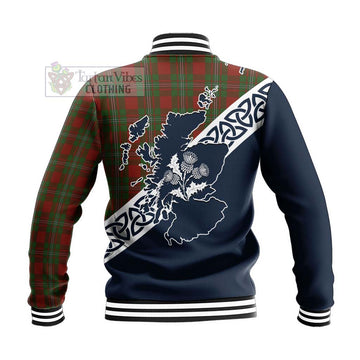 Strange (Strang) Tartan Baseball Jacket Featuring Thistle and Scotland Map