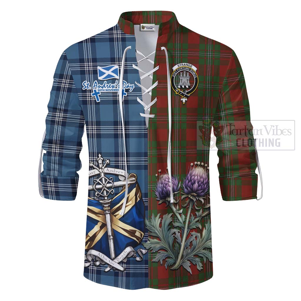 Tartan Vibes Clothing Strange (Strang) Tartan Ghillie Kilt Shirt Happy St. Andrew's Day Half Tartan Style