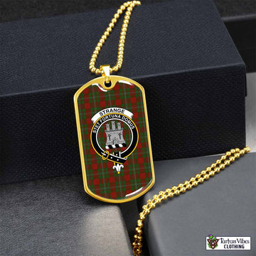 Strange (Strang) Tartan Dog Tag Necklace with Family Crest