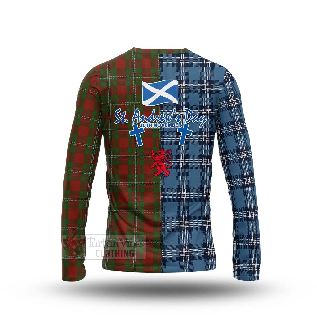 Tartan Vibes Clothing Strange (Strang) Tartan Long Sleeve T-Shirt Happy St. Andrew's Day Half Tartan Style