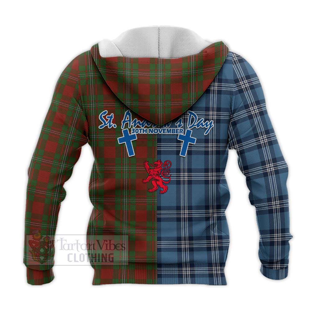 Tartan Vibes Clothing Strange (Strang) Tartan Knitted Hoodie Happy St. Andrew's Day Half Tartan Style