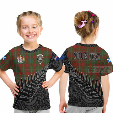 Strange (Strang) Crest Tartan Kid T-Shirt with New Zealand Silver Fern Half Style