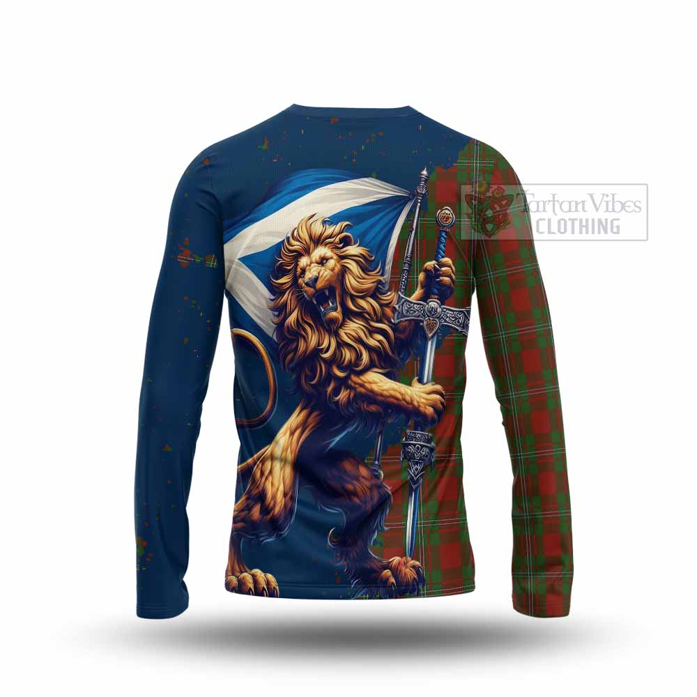 Tartan Vibes Clothing Strange (Strang) Tartan Family Crest Long Sleeve T-Shirt with Scottish Majestic Lion