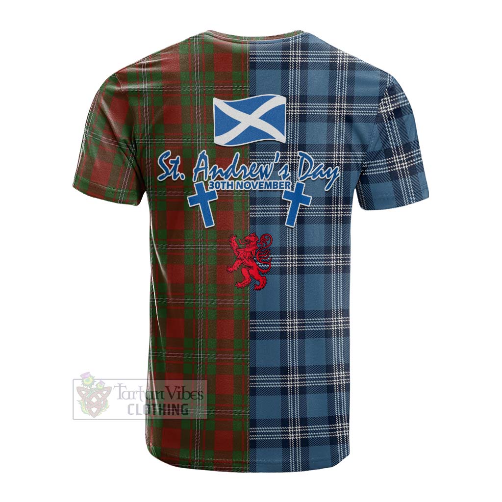 Tartan Vibes Clothing Strange (Strang) Tartan Cotton T-shirt Happy St. Andrew's Day Half Tartan Style