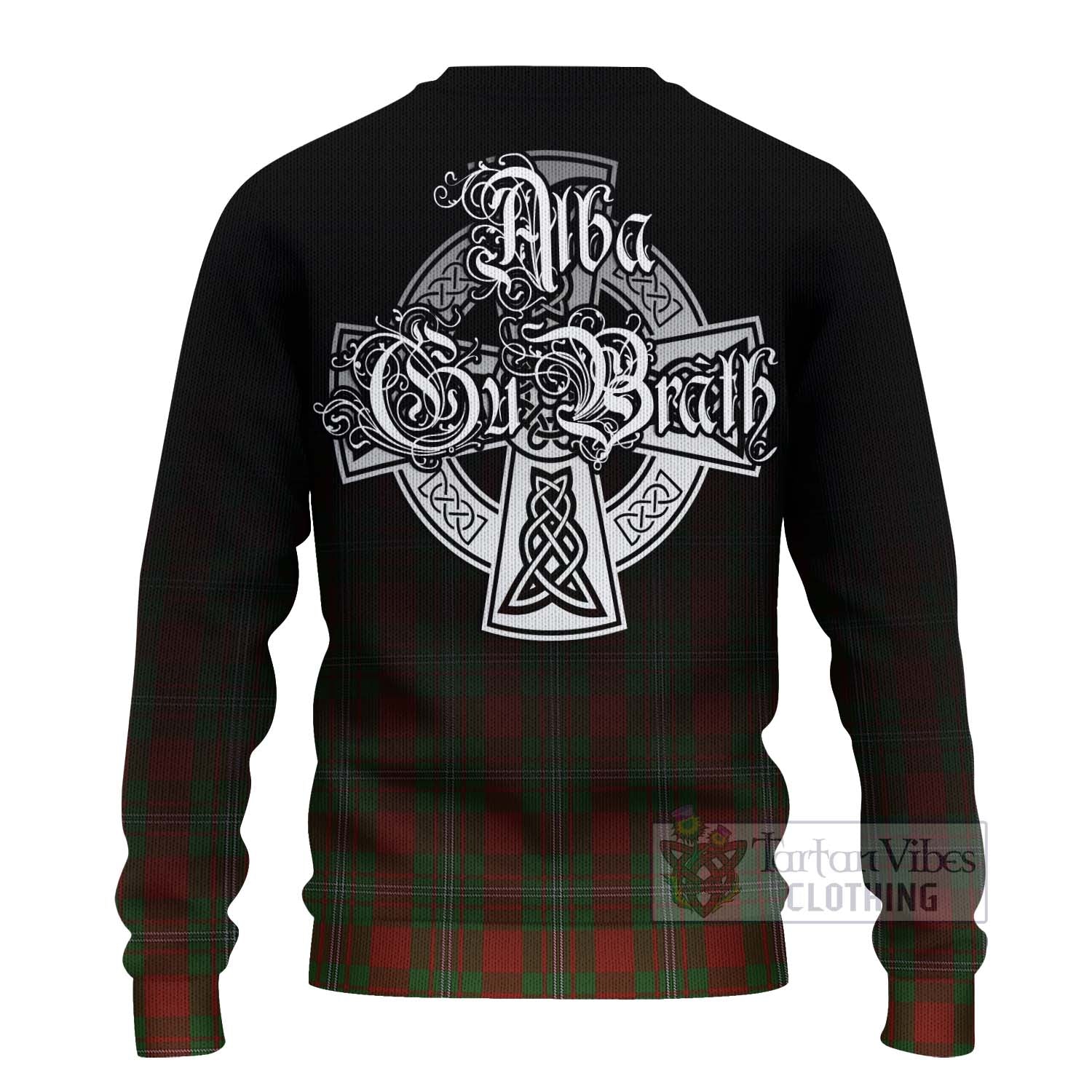 Tartan Vibes Clothing Strange (Strang) Tartan Knitted Sweater Featuring Alba Gu Brath Family Crest Celtic Inspired