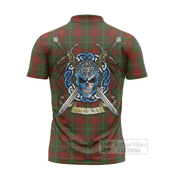 Strange (Strang) Tartan Zipper Polo Shirt with Family Crest Celtic Skull Style