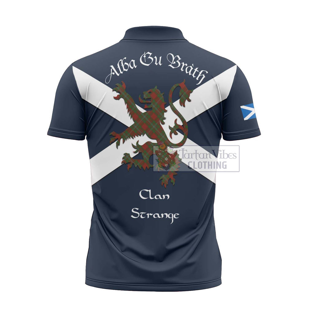 Tartan Vibes Clothing Strange (Strang) Tartan Lion Rampant Zipper Polo Shirt – Proudly Display Your Heritage with Alba Gu Brath and Clan Name