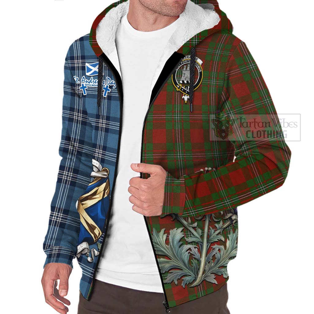 Tartan Vibes Clothing Strange (Strang) Tartan Sherpa Hoodie Happy St. Andrew's Day Half Tartan Style