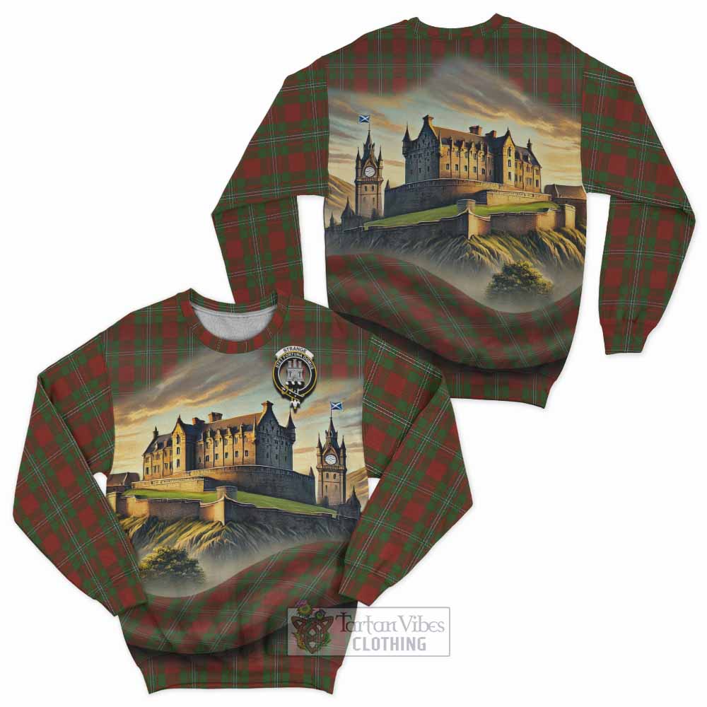 Strange (Strang) Tartan Family Crest Sweatshirt with Scottish Ancient Castle Style - Tartan Vibes Clothing