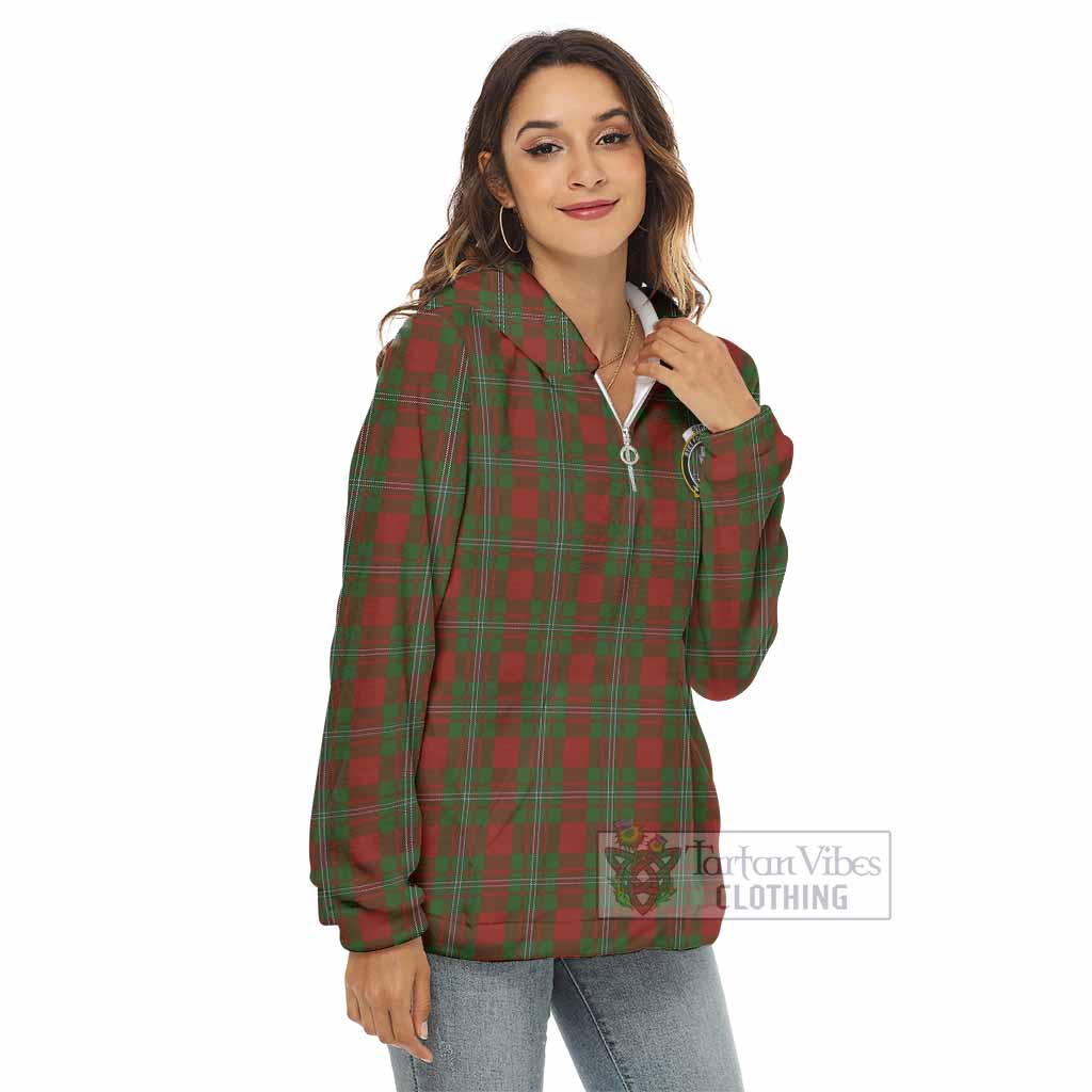 Strange (Strang) Tartan Women's Borg Fleece Hoodie with Half Zip with Family Crest - Tartan Vibes Clothing