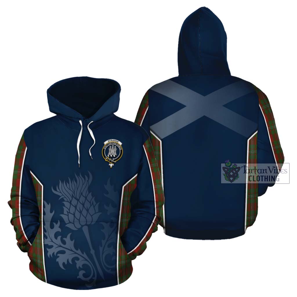 Tartan Vibes Clothing Strange (Strang) Tartan Cotton Hoodie with Family Crest and Scottish Thistle Vibes Sport Style