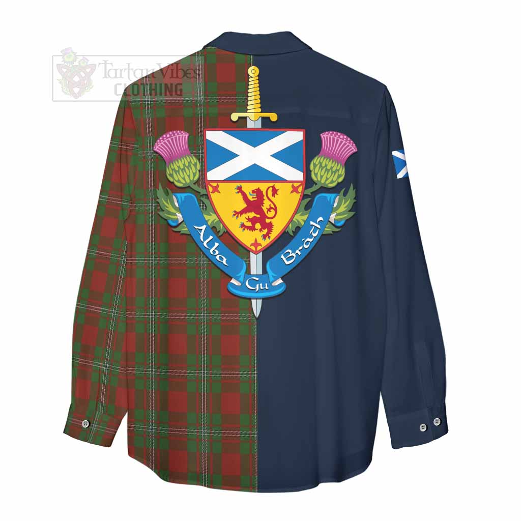 Tartan Vibes Clothing Strange (Strang) Tartan Women's Casual Shirt Alba with Scottish Lion Royal Arm Half Style