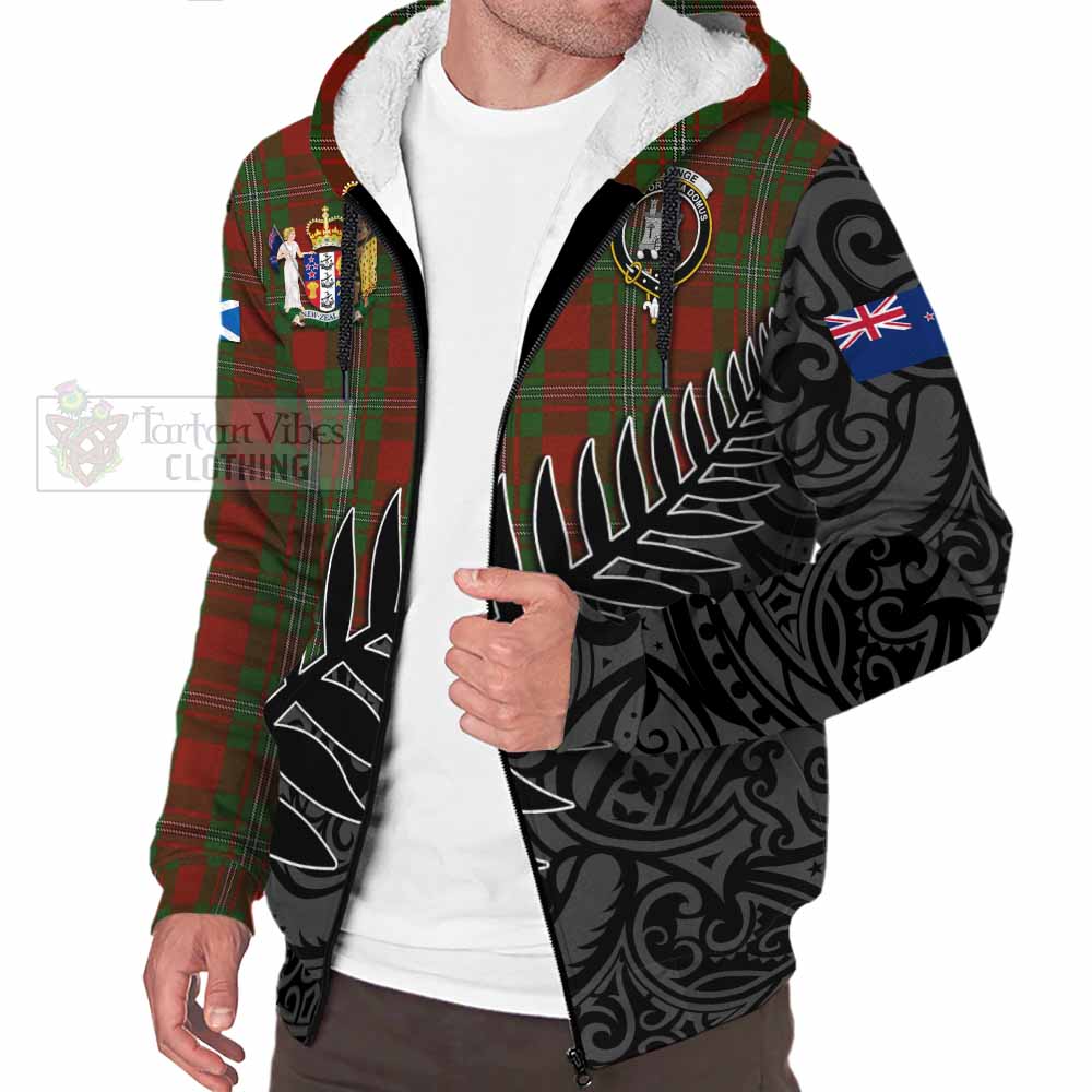 Tartan Vibes Clothing Strange (Strang) Crest Tartan Sherpa Hoodie with New Zealand Silver Fern Half Style