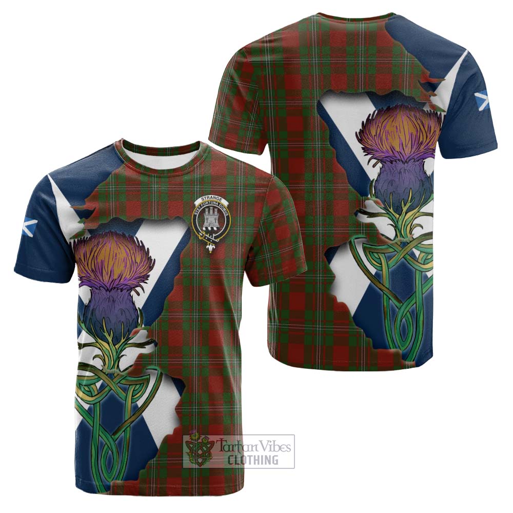 Strange (Strang) Tartan Family Crest Cotton T-shirt Scottish Thistle Celtic Inspired - Tartan Vibes Clothing