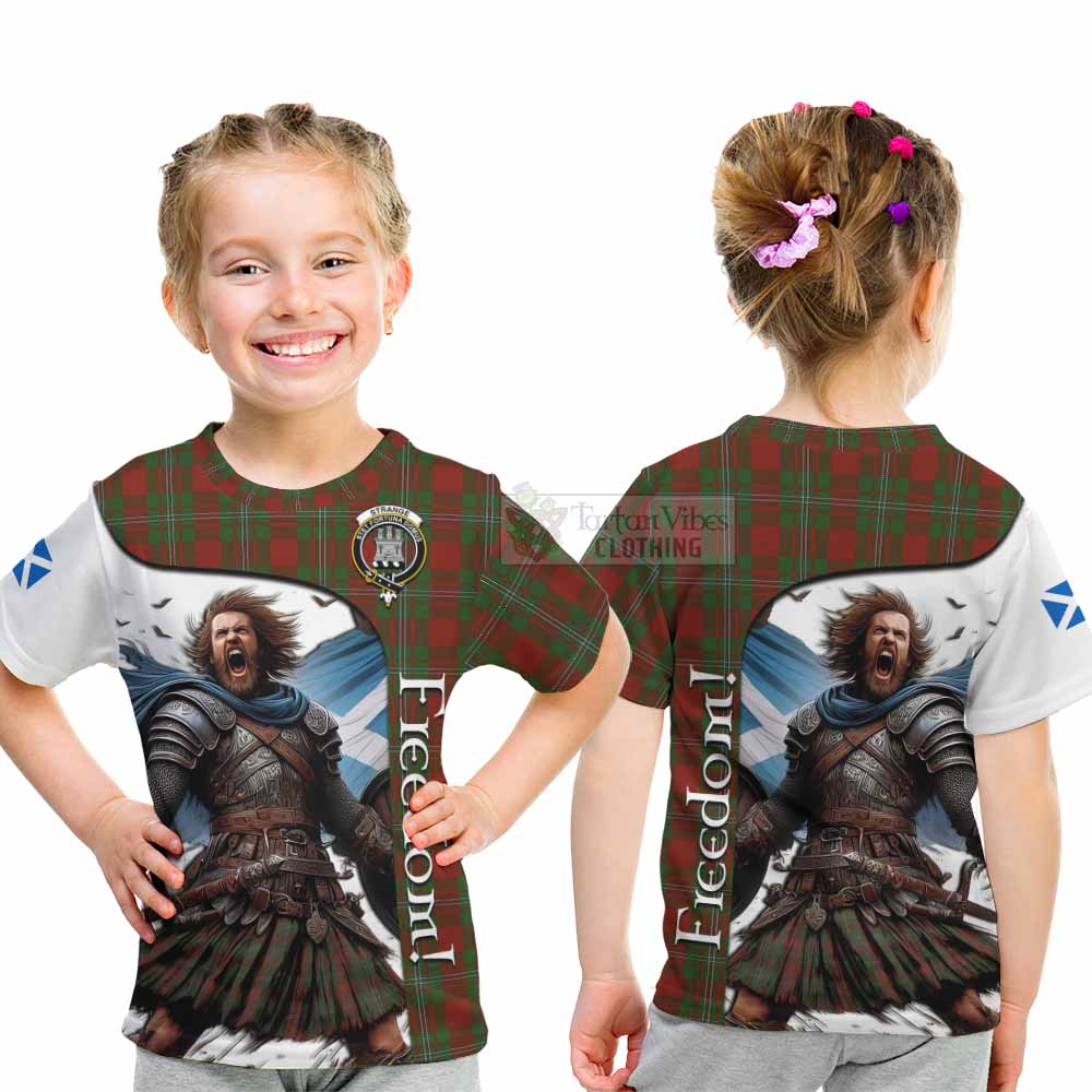 Tartan Vibes Clothing Strange (Strang) Crest Tartan Kid T-Shirt Inspired by the Freedom of Scottish Warrior