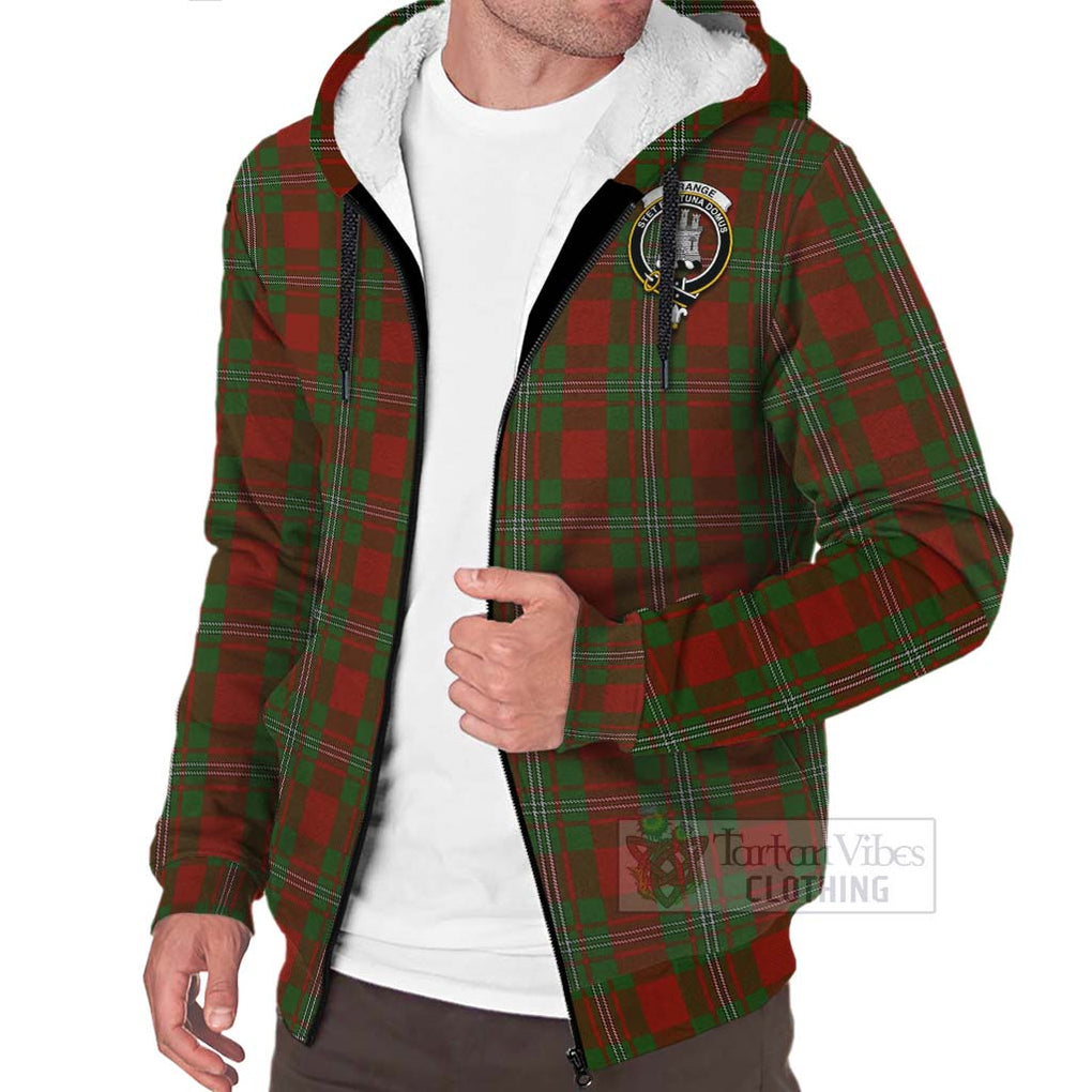 Tartan Vibes Clothing Strange (Strang) Tartan Sherpa Hoodie with Family Crest Celtic Skull Style