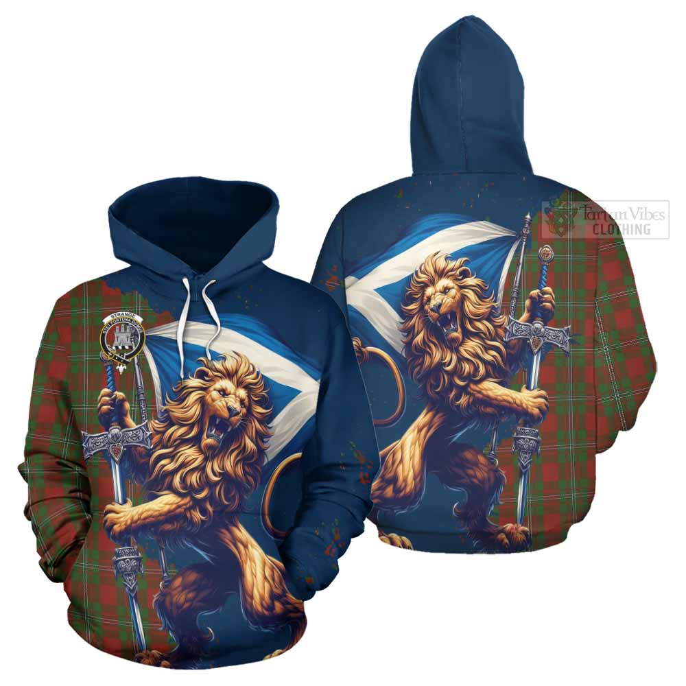 Tartan Vibes Clothing Strange (Strang) Tartan Family Crest Hoodie with Scottish Majestic Lion