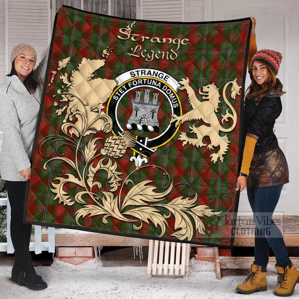 Tartan Vibes Clothing Strange (Strang) Tartan Quilt with Family Crest and Scottish Symbol Style