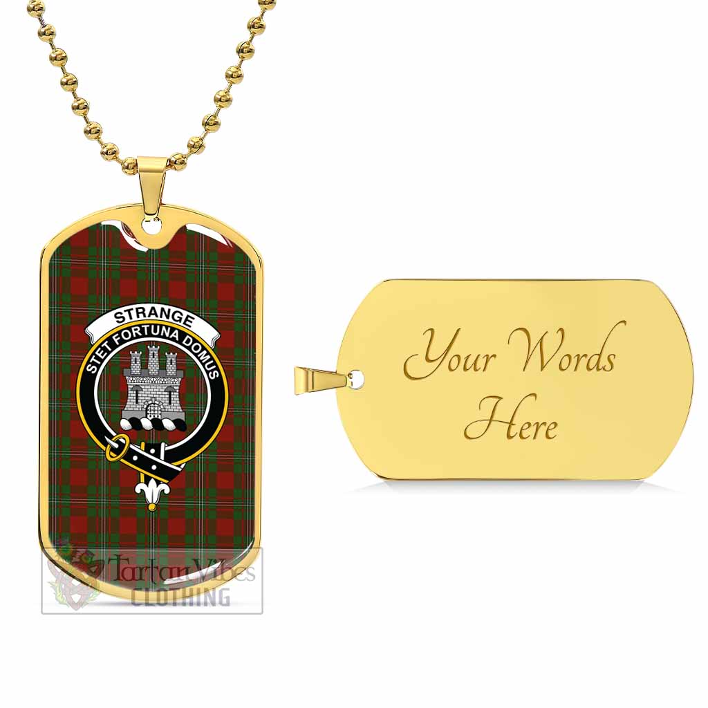 Tartan Vibes Clothing Strange (Strang) Tartan Dog Tag Necklace with Family Crest