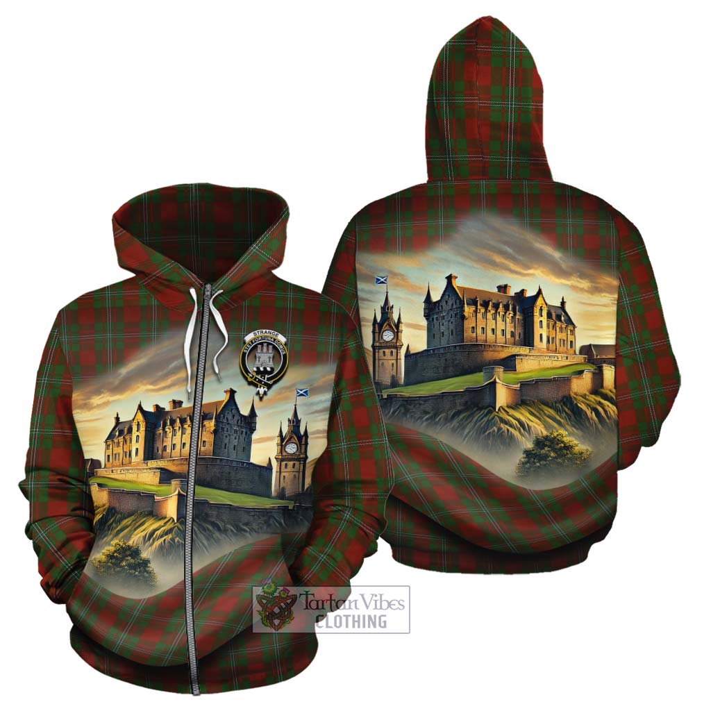 Strange (Strang) Tartan Family Crest Cotton Hoodie with Scottish Ancient Castle Style Zip Hoodie - Tartan Vibes Clothing